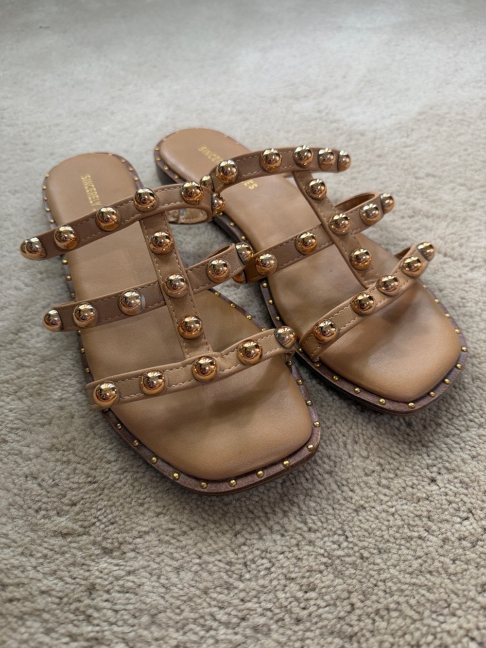 Sincerely Jules nude studded sandals